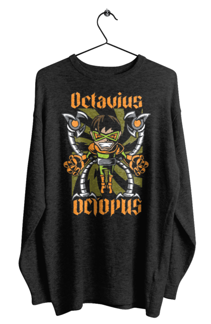 Свитшот мужской с принтом Человек паук Доктор Осьминог. Doctor octopus, marvel comics, доктор октопус, доктор осьминог, кино, комикс, марвел, спайдермен, суперзлодей, человек-паук. 2070702