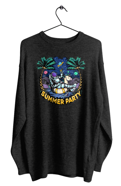 Світшот чоловічий з принтом "Літній Паті З Космонавтом". Космонавт, космос, літо. 2070702