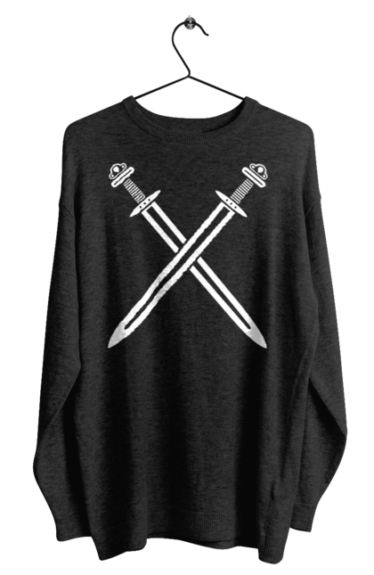 Men's sweatshirt with prints Two crossed swords. Crossed swords, sword, swords, vikings, weapon. CustomPrint.market
