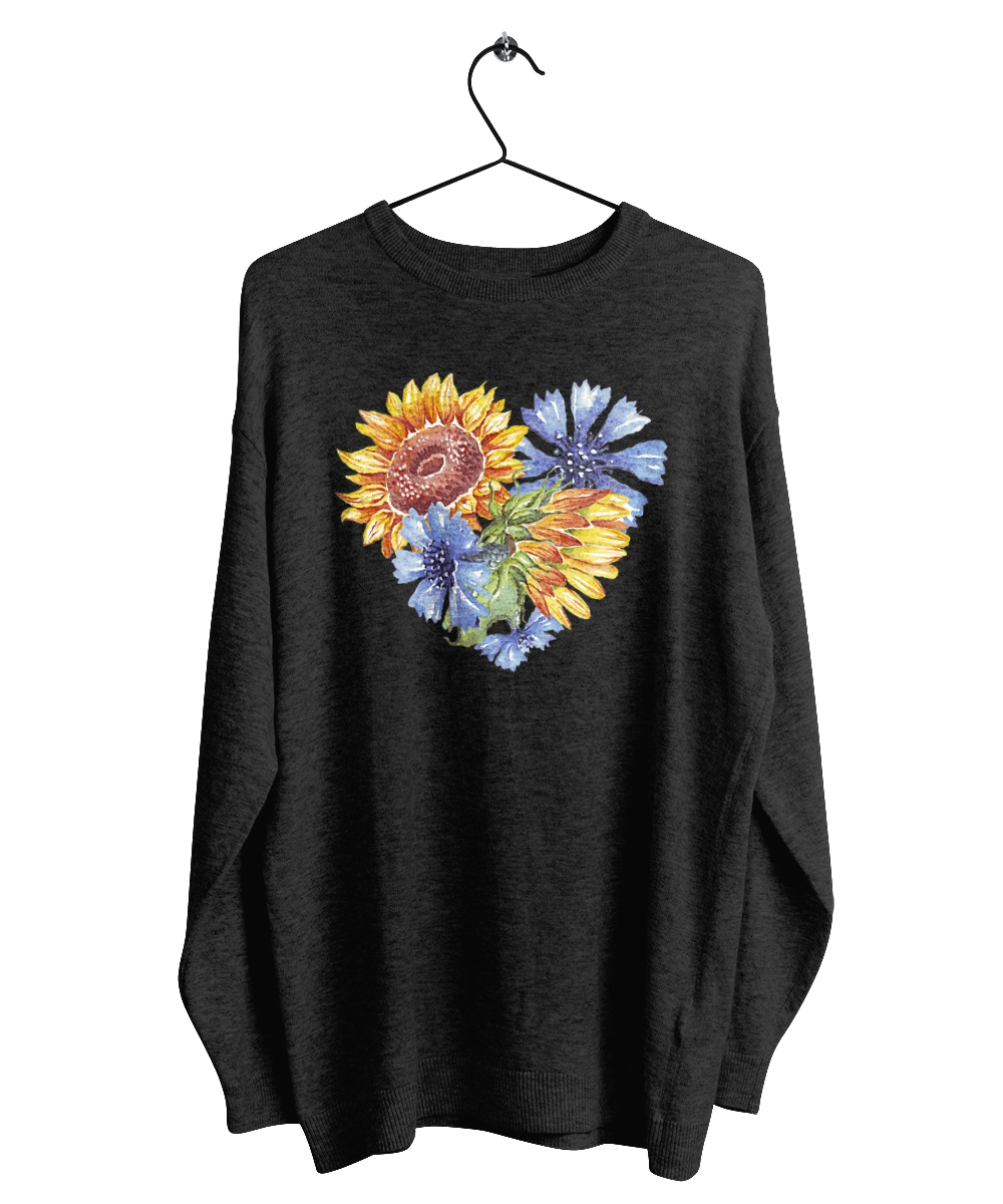 The heart is sunflowers and violets