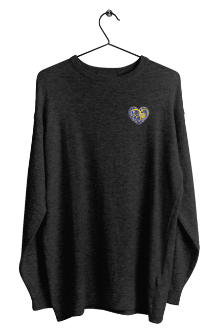 Світшот чоловічий з принтом "Серця незламних". Жрвто синій, незламні, серце, символіка, україна. 2070702