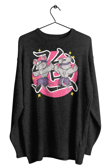 Men's sweatshirt with prints Demon Slayer Uzui Tengen's mice. Anime, demon slayer, kimetsu no yaiba, manga, mice, serial, tengen, tengen uzui, uzui. 2070702