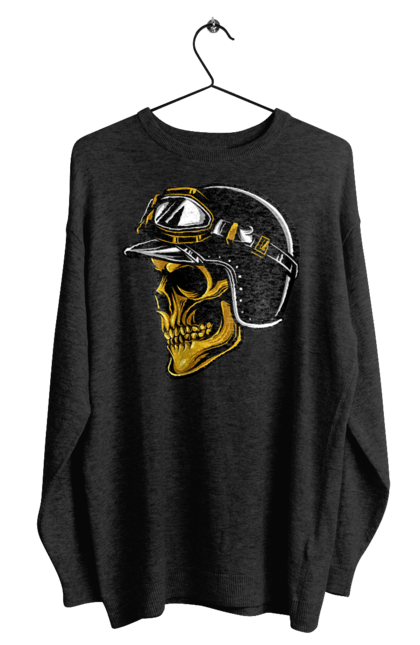 Світшот чоловічий з принтом "Череп в мотошоломі". Крутий, очі, череп, шолом. 2070702