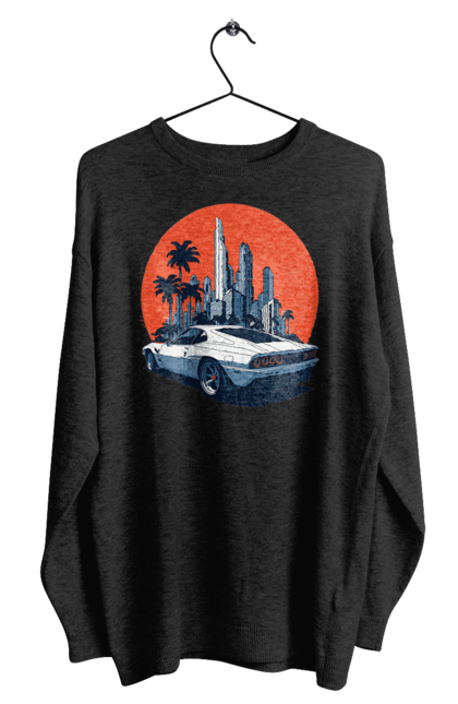 Men`s sweatshirt with prints Car. Race, speed, sport car, sunset. 2070702