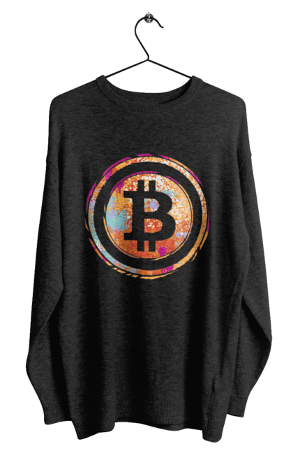 Світшот чоловічий з принтом "Біткоїн". Биткоин, бінарний, біткоїн, біткойн, валюта, гроші, крипто, програміст, хакер. 2070702