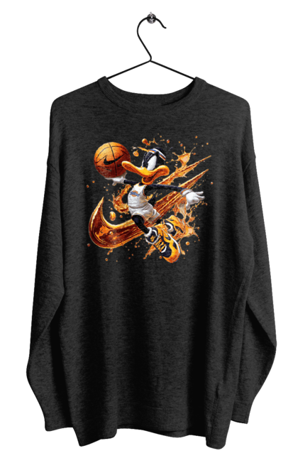 Men's sweatshirt with prints Daffy Duck Nike. Cartoon, character, daffy duck, duck, looney tunes, merrie melodies, nike, warner brothers. 2070702