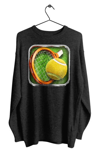 Men`s sweatshirt with prints Tennis. Ball, ground tournament, london, players, prize fund, racket, sponsor, tennis, tournament grid. 2070702