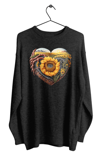 Світшот чоловічий з принтом "Символи України". Небо, поле, пшениця, символи україни, соняшник, україна. 2070702