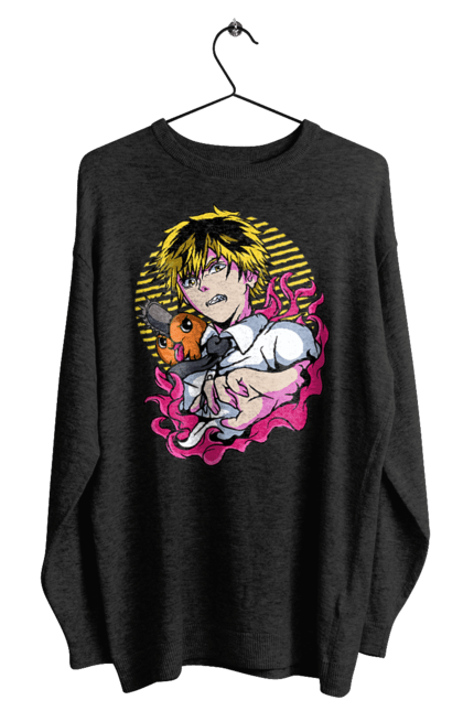 Men's sweatshirt with prints Chainsaw Man. Anime, chainsaw man, demon, denji, manga, pochita, shonen. 2070702