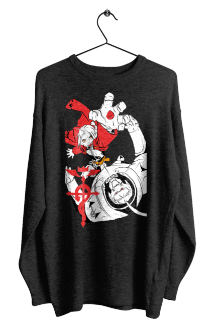 Men's sweatshirt with prints Fullmetal Alchemist. Adventures, alphonse elric, anime, edward elric, fullmetal alchemist, light novel, manga, steampunk. 2070702