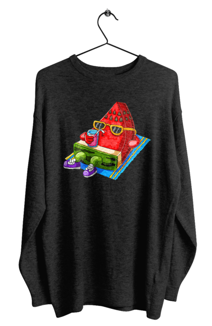 Світшот чоловічий з принтом "Кавун П'є Коктейль". Кавун, коктейль, літо. 2070702