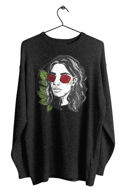 Світшот чоловічий з принтом "Дівчина З Трояндами На Очах". Дівчина, троянда. 2070702