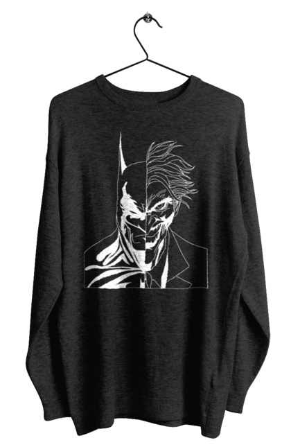 Світшот чоловічий з принтом "Бетмен і джокер, білий". Бетмен, джокер, комікс, мультик. CustomPrint.market