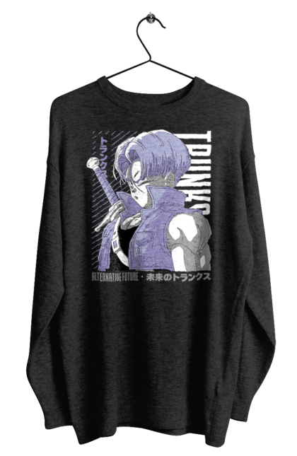 Men's sweatshirt with prints Dragon Ball Trunks. Anime, dragon ball, manga, trunks, tv series. CustomPrint.market