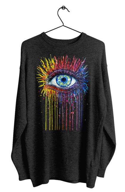 Світшот чоловічий з принтом "Барвисто Тече Око". Очей, фарби. 2070702