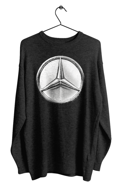 Світшот чоловічий з принтом "Mercedes Benz Лого Металік". Авто, автомобіль, логотип мерседес, машини, мерс, мерседес. 2070702