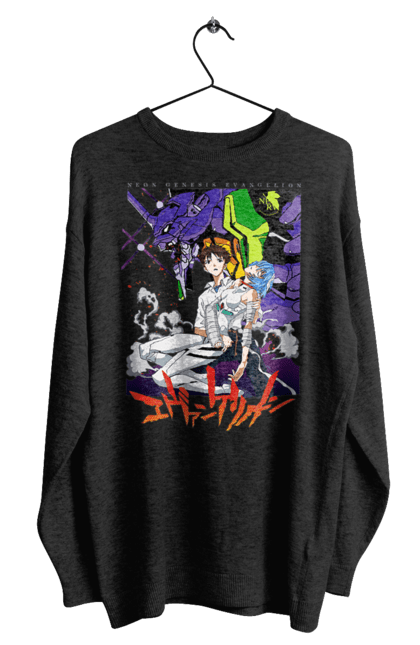 Men's sweatshirt with prints Evangelion. Anime, evangelion, eve, kaoru, manga, neon genesis evangelion, rei ayanami, shinji. 2070702