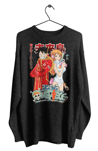 Men's sweatshirt with prints One Piece Nami and Luffy. Anime, cat burglar, manga, nami, one piece, straw hat pirates. 2070702