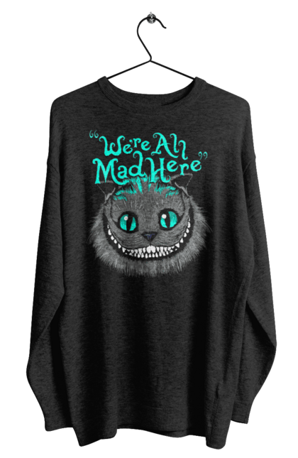 Світшот чоловічий з принтом "Чеширський Кіт". Аліса в задзеркаллі, голова, кіно, кіт, льюїс керол, мультфільм, посмішка, фентезі, чеширський кіт. KRUTO.  Магазин популярних футболок