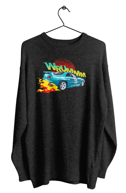 Світшот чоловічий з принтом "Авто". Авто, вогонь, вулиці, денги, дрифт, спорт, спортивне авто, швидкість. 2070702