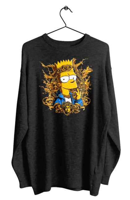 Men's sweatshirt with prints Bart Simpson Versace. Bart, cartoon, serial, simpson, versace. 2070702