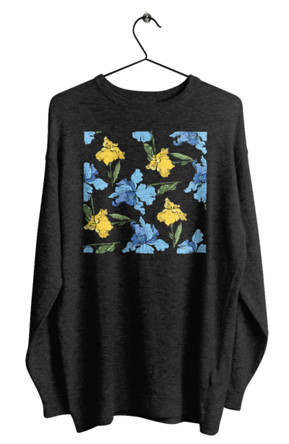 Світшот чоловічий з принтом "Квіти Іриси". 8 березня, andreyanush, весна, весняний подарунок, день матері, день народження, літній подарунок, літо, подарунок дружині, подарунок коханій, подарунок мамі. 2070702