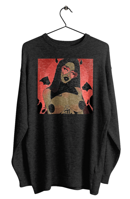 Світшот чоловічий з принтом "Диявол З Цицьками". Гола, диявол, сиськи. 2070702