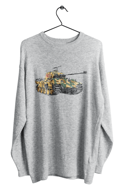 Світшот чоловічий з принтом "Танк 145". Війна, гусениця, приціл, танк. CustomPrint.market