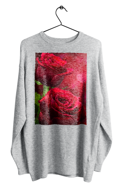 Світшот чоловічий з принтом "Роза". Квіти, красота, роза, чeрвонаквітка, чeрвонароза. CustomPrint.market