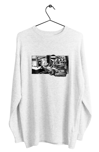 Світшот чоловічий з принтом "Небезпечний Автомобіль на дорогах вулиць". Автомобіль, гонки, машина, небезпечний, чорно білий, швидкий. 2070702