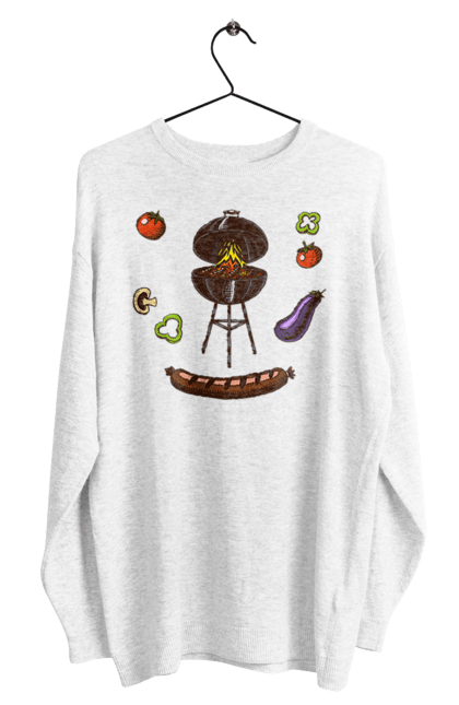 Men`s sweatshirt with prints Barbecue Sausage. Barbecue, fry, grill, sausage. 2070702