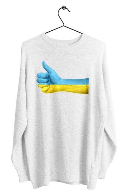 Світшот чоловічий з принтом "Like". Like, ua, жовтий, рука, синий, україна. CustomPrint.market