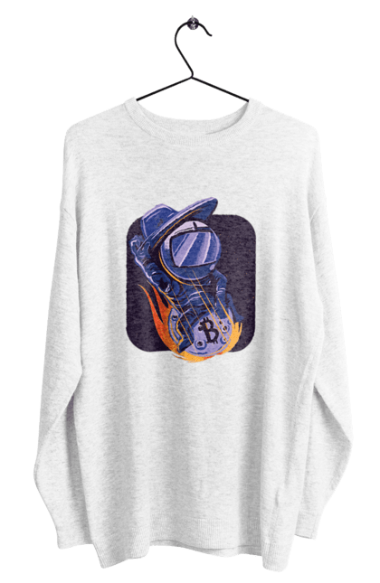 Men`s sweatshirt with prints Cosmo bitcoin. Binary, bitcoin, crypto, currency, hacker, money, programmer. 2070702