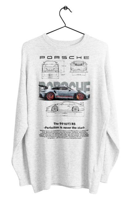 Свитшот мужской с принтом Porsche 911 GT3 RS. Porsche, porsche 911, авто, автомобиль, машина, порше, спорт, спортивный автомобиль. 2070702