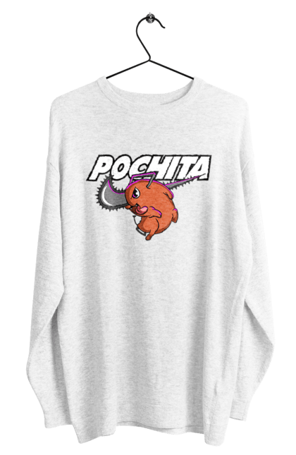 Men's sweatshirt with prints Chainsaw Man Pochita. Anime, chainsaw man, demon, manga, pochita, shonen. 2070702