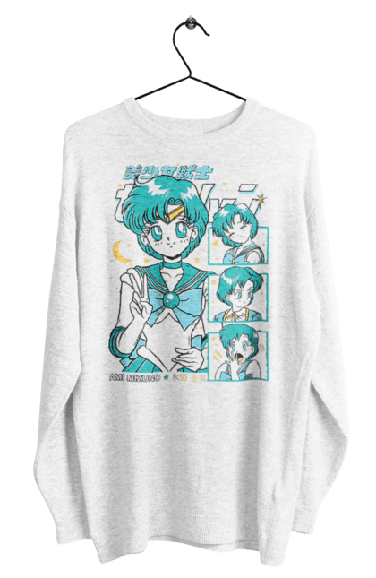 Свитшот мужской с принтом Сейлор Мун Меркурий. Ami mizuno, sailor mercury, sailor moon, ами мидзуно, аниме, драма, махо-сёдзё, сейлор мун, сериал. 2070702