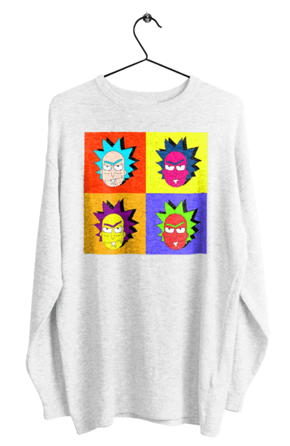 Men's sweatshirt with prints Rick and Morty. Adventures, black humor, cartoon, pop art, rick, rick and morty, sci-fi, tragicomedy. 2070702