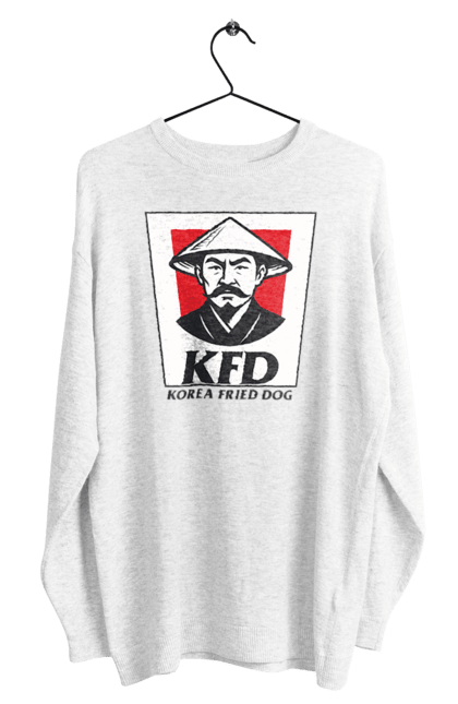 Світшот чоловічий з принтом "Korea Fried Dog". Бренди, гумор, жартівливі, кфц, літні, прикольні, смішні, фаст-фуд. 2070702