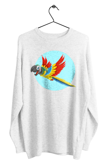 Світшот чоловічий з принтом "Папуга". Барвистий папуга, какаду, кольоровий папуга, папуга, що летить. 2070702