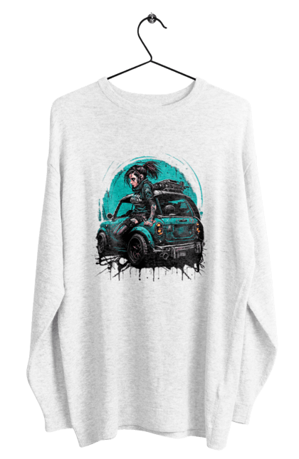 Світшот чоловічий з принтом "Кіберпанк дівчина". Арт, графіка, дівчата, ігри, кіберпанк, малюнок. 2070702