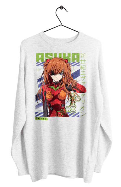 Men's sweatshirt with prints Evangelion Asuka. Anime, asuka, asuka langley sorry, eva 02, evangelion, eve, kaoru, manga, ray, shinji. 2070702