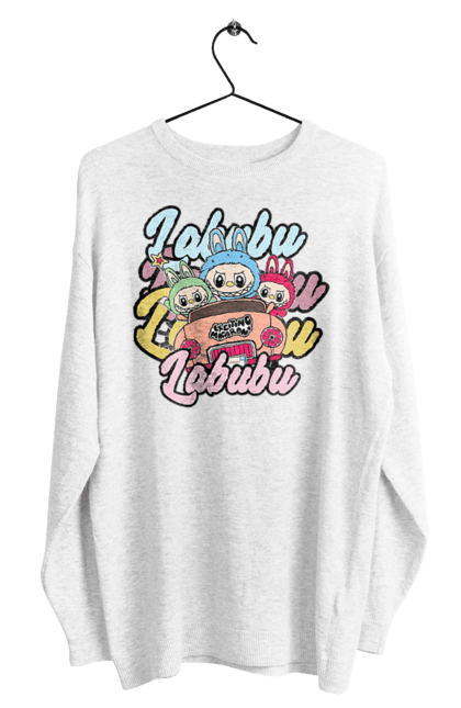 Світшот чоловічий з принтом "Лабубу". Іграшка лабубу, лабубу, лабубу кока кола, мерч лабубу, мила, рожева лабубу, смішна лабубу. 2070702