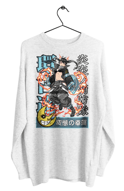 Men's sweatshirt with prints Fire Force Shinra Tamaki Kotatsu. Anime, fire force, firefighter, manga, tamaki kotatsu. 2070702