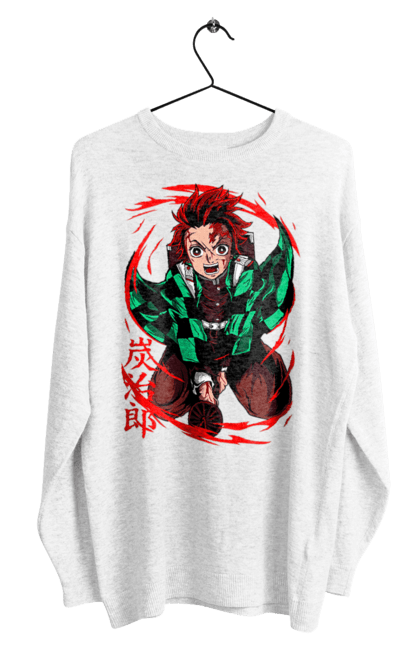 Men's sweatshirt with prints Demon Slayer Tanjiro. Anime, demon slayer, kamado tanjiro, manga, tanjiro. 2070702