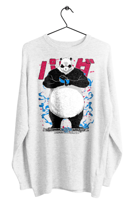 Men's sweatshirt with prints Jujutsu Kaisen Panda. Anime, dark fantasy, jujutsu kaisen, magic battle, manga, mystic, panda. 2070702