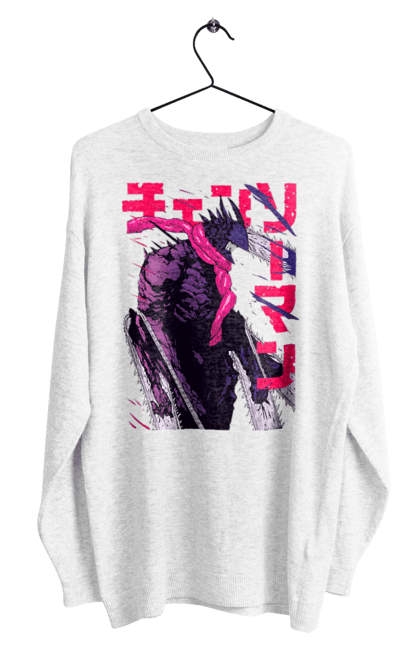 Men's sweatshirt with prints Chainsaw Man. Anime, chainsaw man, demon, denji, manga, pochita, shonen. 2070702