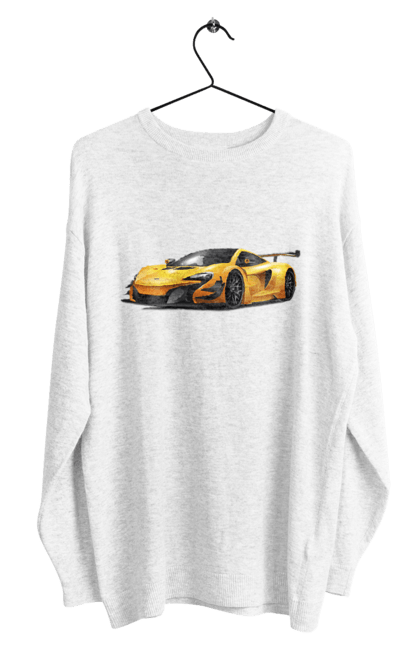 Світшот чоловічий з принтом "Спорткар". Автомобіль, жовтий автомобіль, жовтий спорткар, спорт, спорткар. 2070702