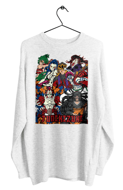 Men's sweatshirt with prints Demon Slayer. Anime, demon slayer, eternal paradise faith, kimetsu no yaiba, kokushibo, manga, twelve kizuki, upper rank six. 2070702