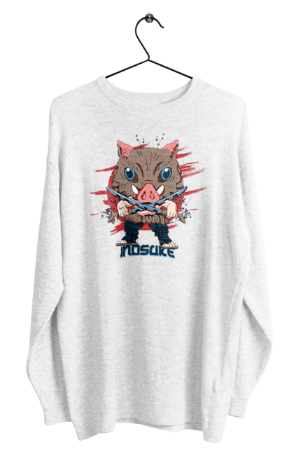 Men's sweatshirt with prints Demon Slayer Inosuke. Anime, demon slayer, inosuke, inosuke hashibira, kimetsu no yaiba, manga. 2070702