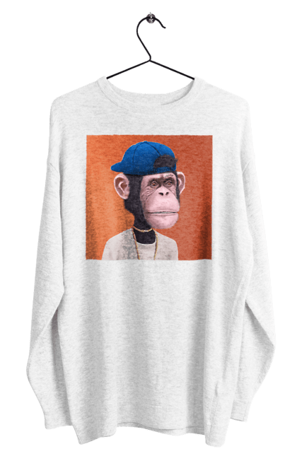 Світшот чоловічий з принтом "Мавпочка 6". Nft, персонаж, принти, ручне малювання, футболки. CustomPrint.market